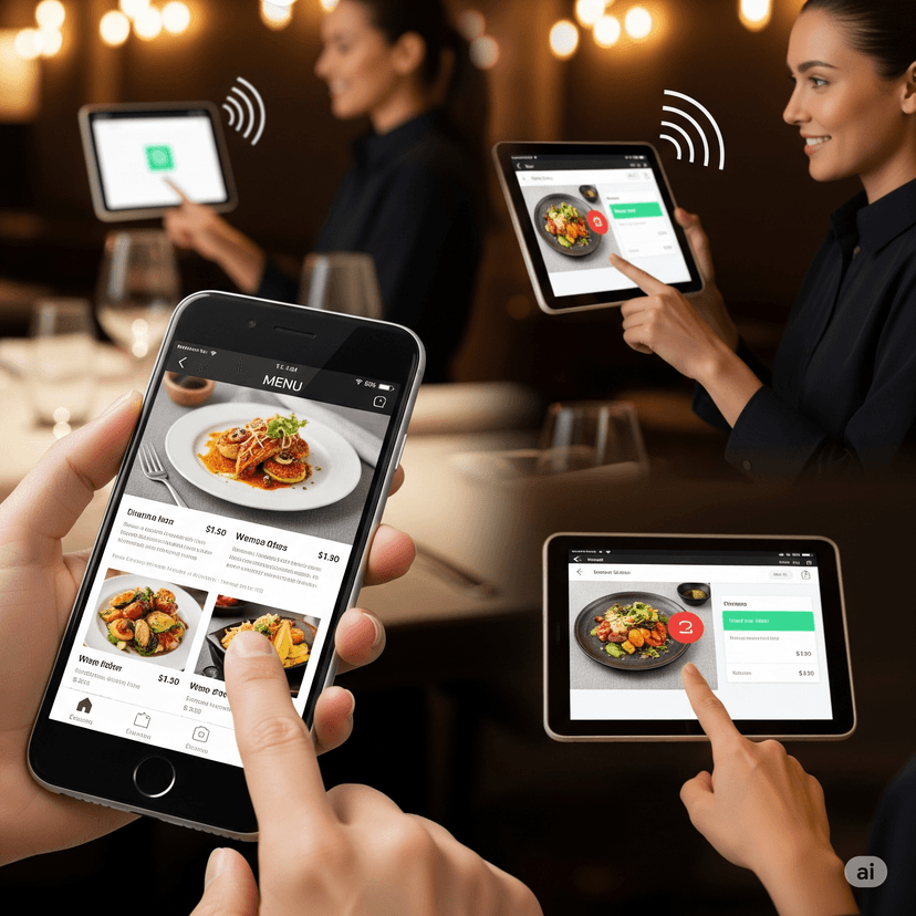 Food order sent directly from guest smartphone to kitchen staff via Smart Dine QR menu system
